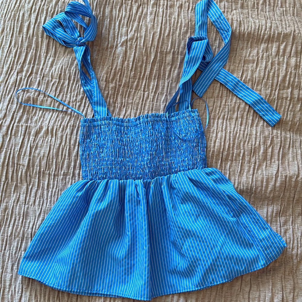 Zara strip poplin top